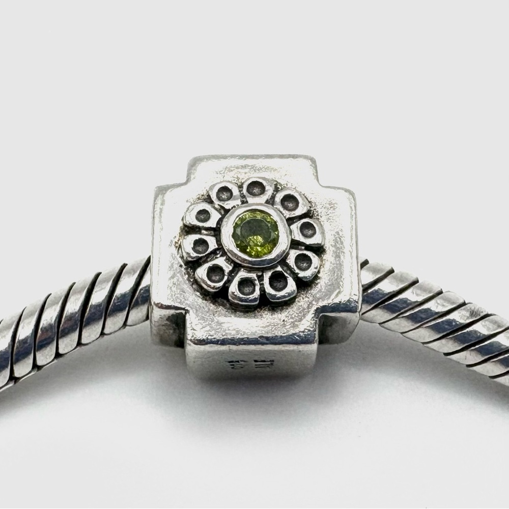 Pandora Cathedral Ceiling Sterling Silver Charm with Green Stone
